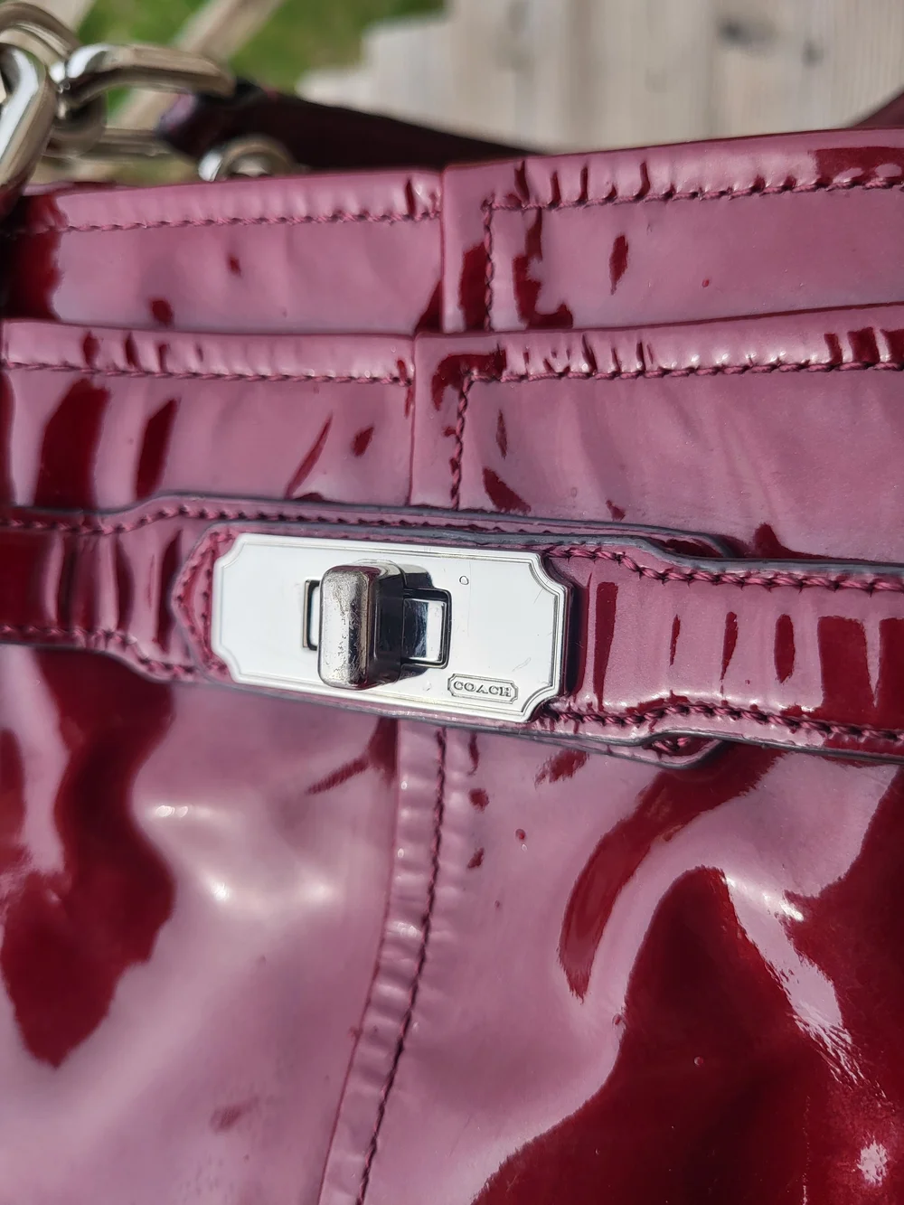 Coach Patent Leather Shoulder Bag in Deep Red - Picture 2 of 13
